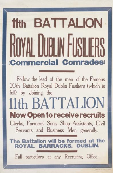 11 battalion Dublin Fusiliers recruiting poster