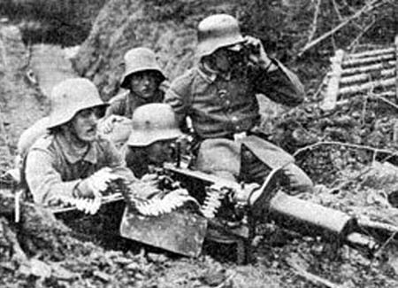 German maxim gun in action